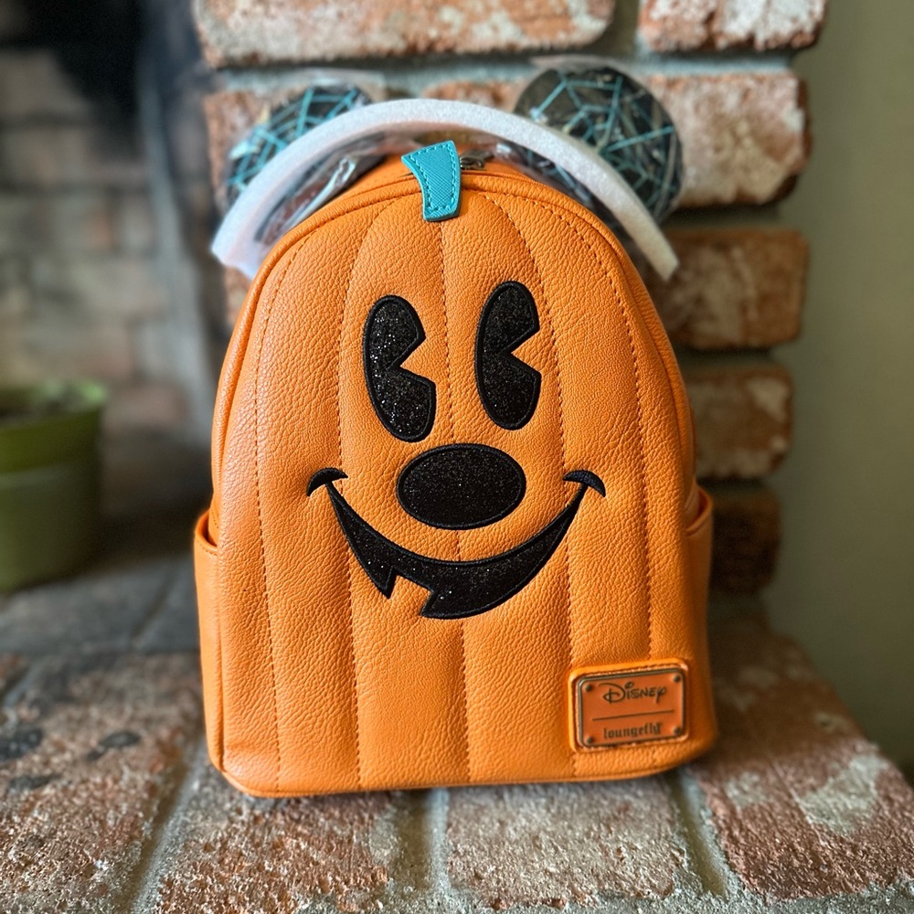 Loungefly Orange Pumpkin Halloween Backpack